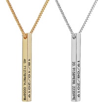 New stainless steel Three-dimensional pillar necklace DIY lettering strip pendant pendant custom gift
