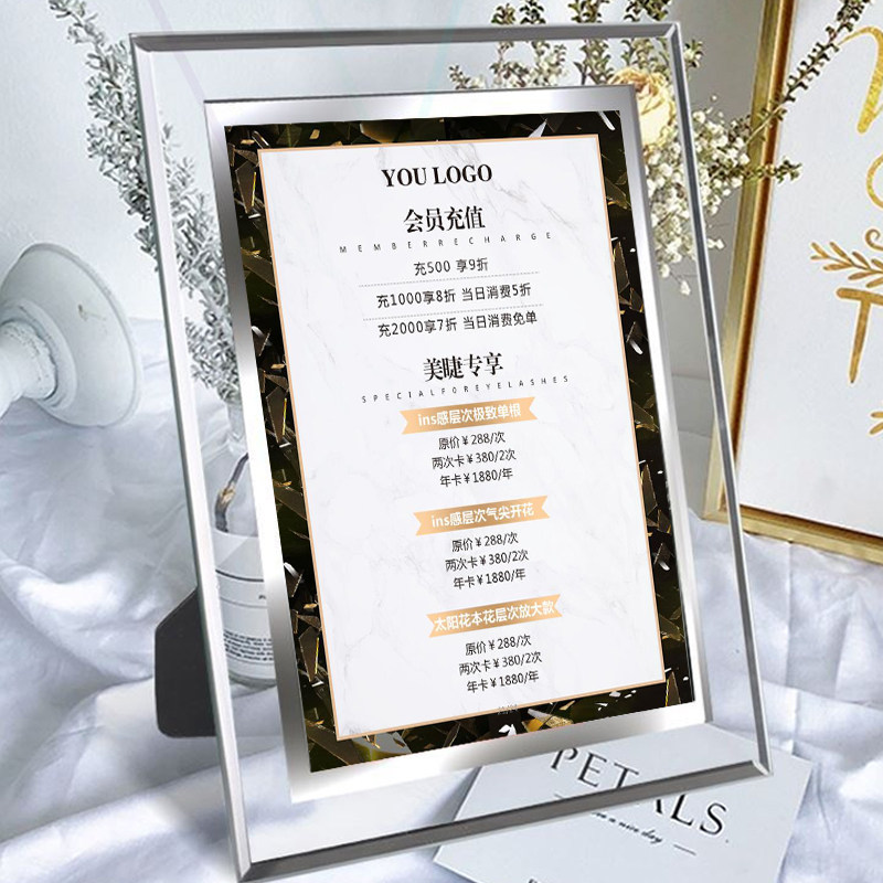 Beauty salon price list design custom price list table nail art crystal table semi-permanent hairdressing display card