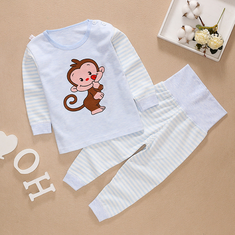 Baby Qiuyi Qiuku Set Cotton Đồ lót cho trẻ em Cô gái bảo vệ eo cao Belly Boy Boy Spring Spring Pyjama quần giữ nhiệt bé gái