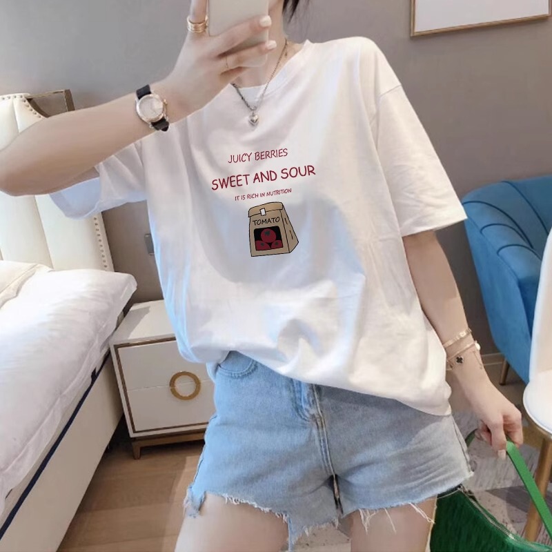 European Style Women's White Short-Sleeve T-Shirt 2026 New Summer European Goods Regular Shoulder Pure Cotton Tee Women's Top European Style Women's White Short-Sleeve T-Shirt 2026 New Summer European Goods Regular Shoulder Pure Cotton Tee Women's Top