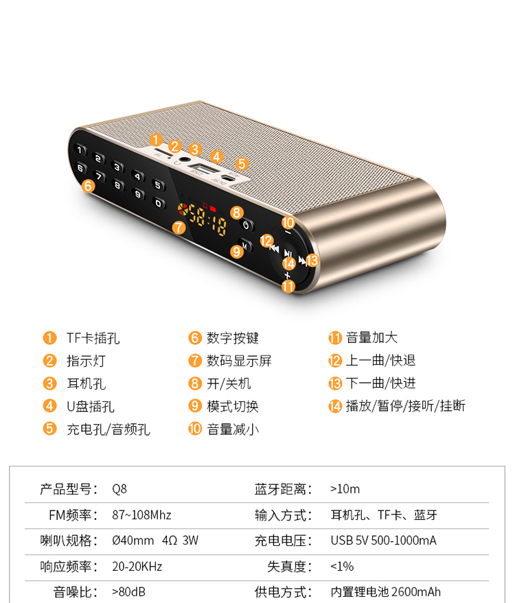 hộp phát wifi Old man mới radio di động đa chức năng sạc loa nhỏ máy nghe nhạc kỹ thuật số cũ âm thanh một - Trình phát TV thông minh cục wifi
