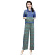 Tencel denim suit women's thin section 2022 summer new casual fashion age-reducing drape wide-leg pants two-piece set