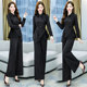 Striped professional suit female high-end sense 2022 autumn new fashion temperament high waist drape wide-leg pants two-piece set