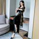 Chiffon wide-leg pants suit women 2022 summer new fashion western style age reduction slim floral floral feminine three-piece suit