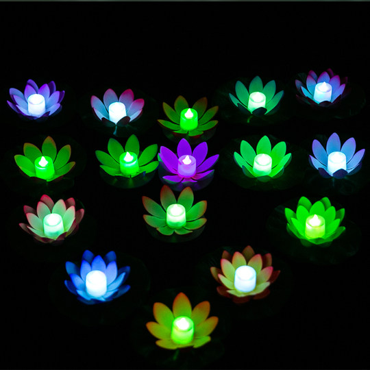 LED电子荷花灯七彩变色水灯莲花许愿灯工厂直发古风舞蹈演出古装