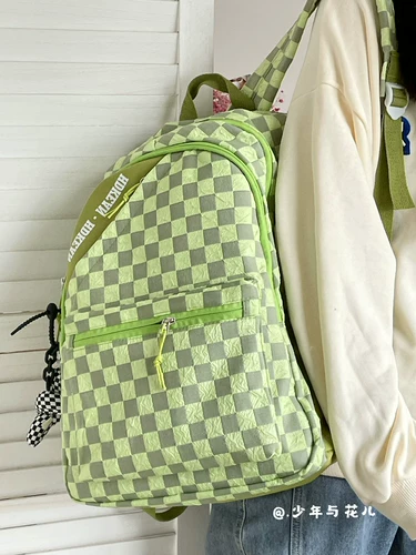 Оригинальный небольшой дизайнерский вместительный и большой ранец, сумка через плечо для школьников, брендовые шахматы, рюкзак, тренд сезона, в корейском стиле