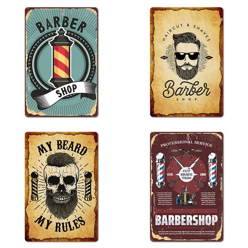 barber Магазин ретро Железная живопись парикмахерская