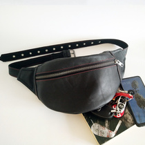 Trampoline chest running bag mens leather shoulder bag New Tide bag casual multifunctional hip hop mobile phone running bag