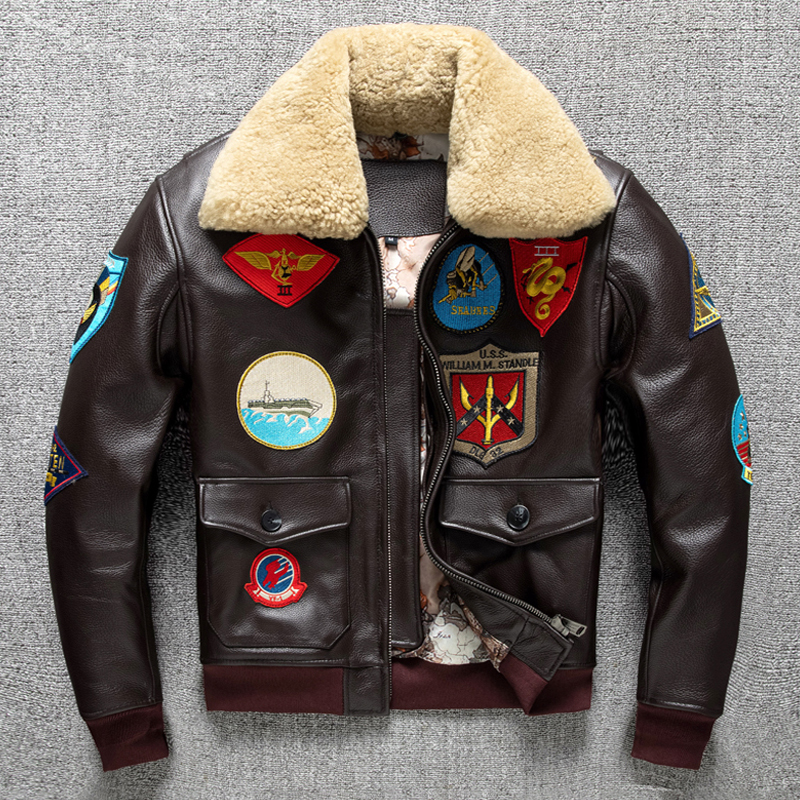 Autumn and Winter Special Price Top Gun G1 Flight Suit Jacket Genuine Leather Men's First Layer Cowhide Plus Cotton Large Size Coat