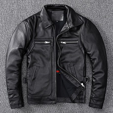 Одежда из кожи 海宁皮衣男真皮机车服时尚休闲夹克头层牛皮大码修身新款真皮外套