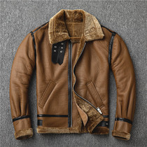New hunting dress sheep fur integrated winter B3 Air Force flight jacket real leather men fur coat thick original ecology