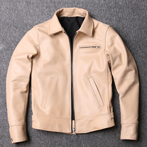 New first layer cowhide leather jacket short slim slim motorcycle leather jacket men tuxedo leather casual jacket trend
