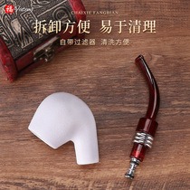 Hot selling white Forton red pipe filter curved stall tail resin creative imitation meerschaum smoking set