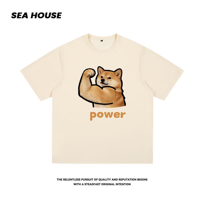 【Power Yellow Shiba Inu】Quick-Drying Short-Sleeved T-Shirt, Loose Fit, Summer Ice Silk Cool Feeling T-Shirt