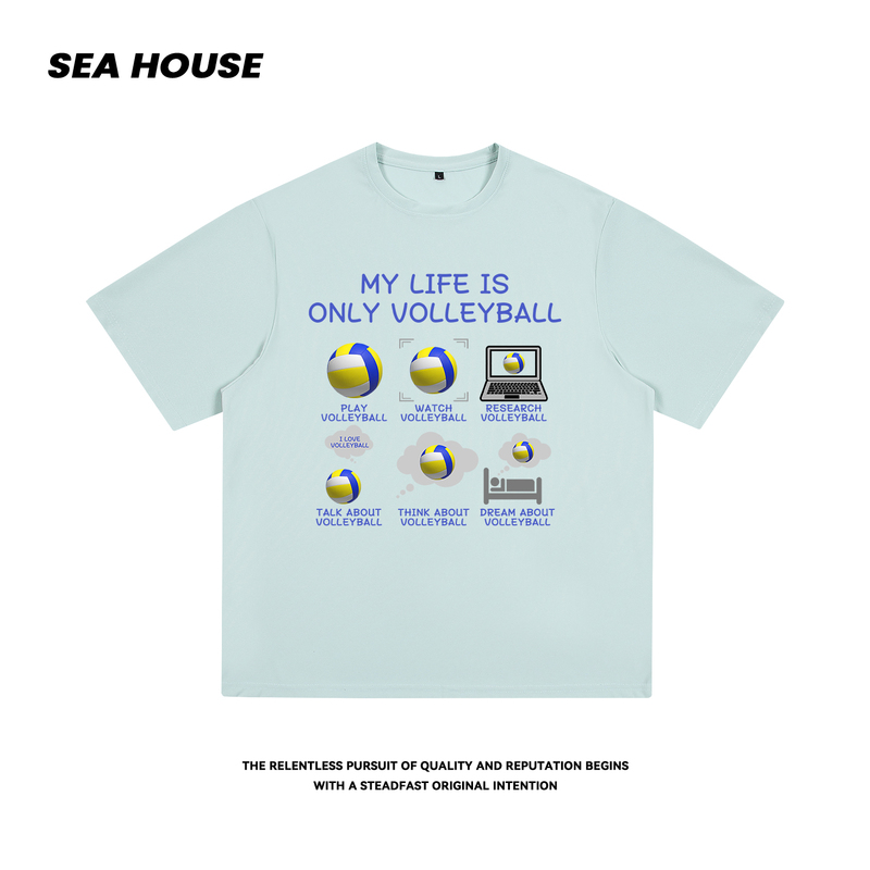 [Only Volleyball] Quick-Drying Sports Fun Short-Sleeved T-Shirt, Loose Half-Sleeve