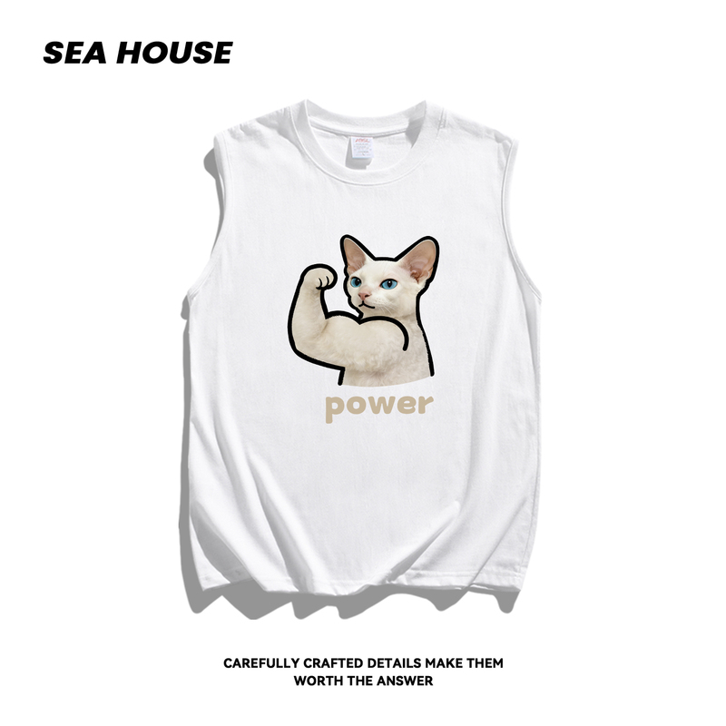 【Powerdevinbai】Pure Cotton Vest, Loose-Fitting Summer Sleeveless T-Shirt
