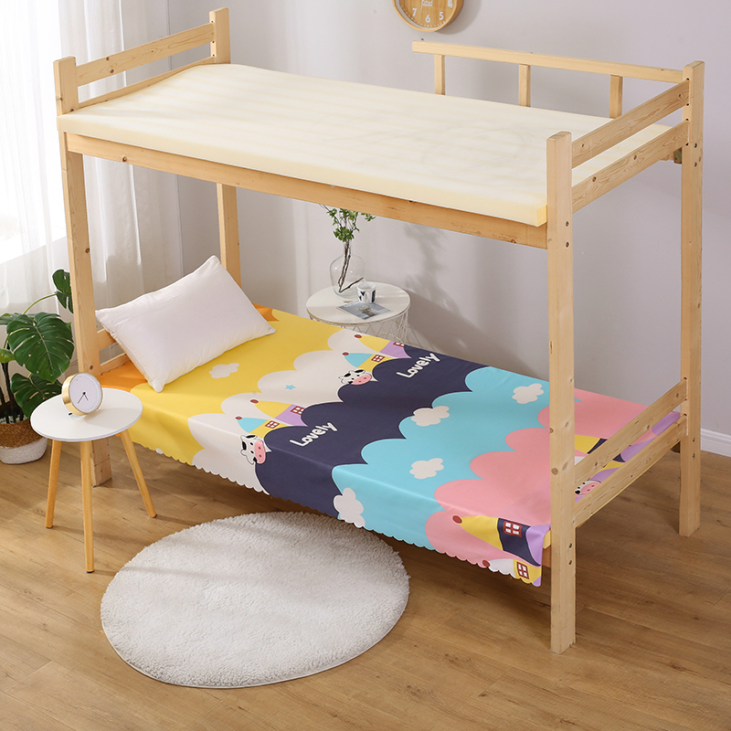 Sheets single-piece student dormitory bunk single ice silk summer quilt pillowcase cartoon pure washed cotton three-piece set