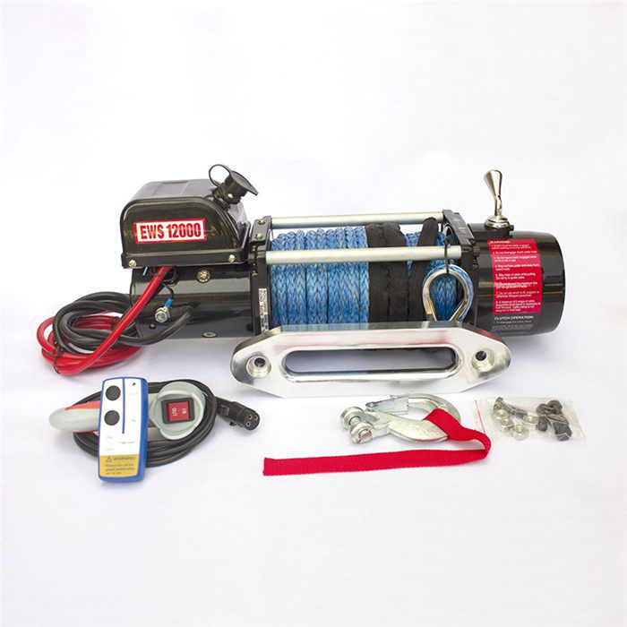 12000 lbs electric winch off-road modified self-rescue tractor nylon rope belt wireless remote control 12v winch