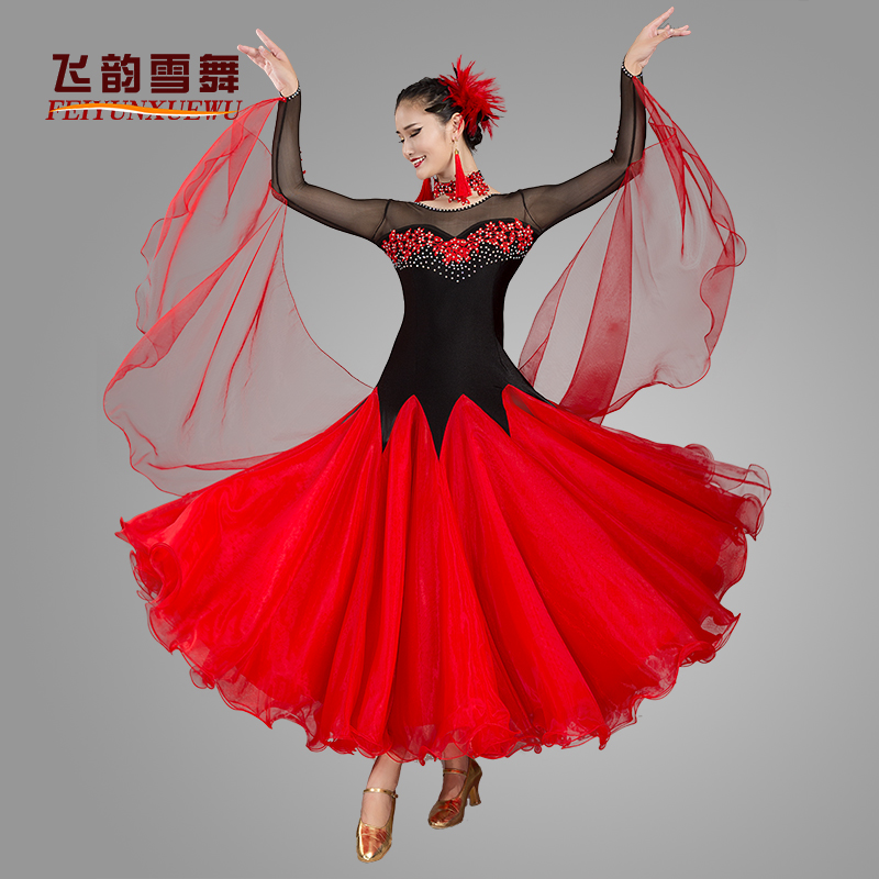 Flying Rhymes Snow Dance New National Standard Dance Performance Wear Morden Dance Foreign Dress Adult Waltz Big Swing Out of 078