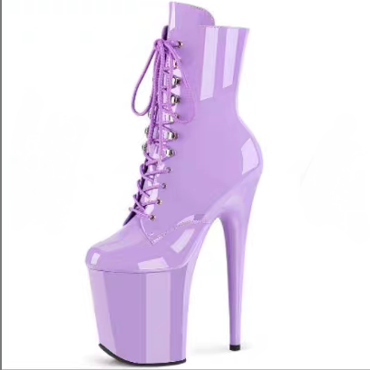 Ultra-High Heel Pole Dance Short Boots for Models, Runway Shows, Nightclub Flirting, Sexy Performance Lace-Up Fashion Low-Cut Boots