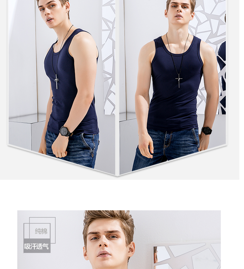 Mùa hè vest nam cotton tight-fitting thể thao Mỏng thể dục thanh niên hurdle sling thoáng khí đáy áo triều