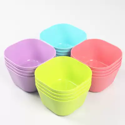 4 Korean food grade plastic square salad bowl rice bowl soup bowl children plastic tableware small noodle bowl