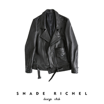 S R homemade motorcycle leather female 2021 early autumn new Korean version of Joker jacket loose black coat