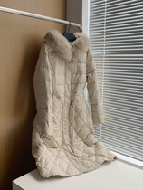 High color value lock warm white down jacket women's long real fox fur collar waist white duck down padded jacket