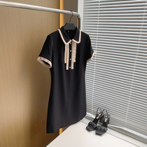 The king of real wear must accept black medium and long slim dress female Xia Xiaozhong pleated lady style small black dress