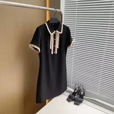 The king of real wear will receive black mid-length slim-fitting dress female summer niche pleated lady style small black skirt
