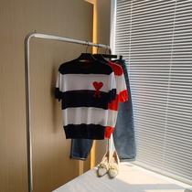 Relax every inch of pore love stripe mirana wool sweater women 2021 new summer short sleeve jacket