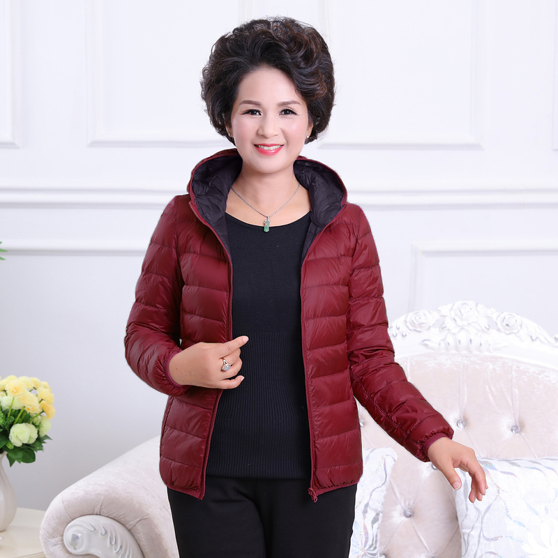 Middle-Aged and Young Women's Short Thin down Jacket, Reversible, Plus Size, for Chubby Moms, Double-Sided Wear, Warm Winter Coat