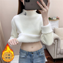 One velvet turtleneck sweater lady plus velvet thickened base shirt Women autumn and winter 2021 new explosion in winter thick