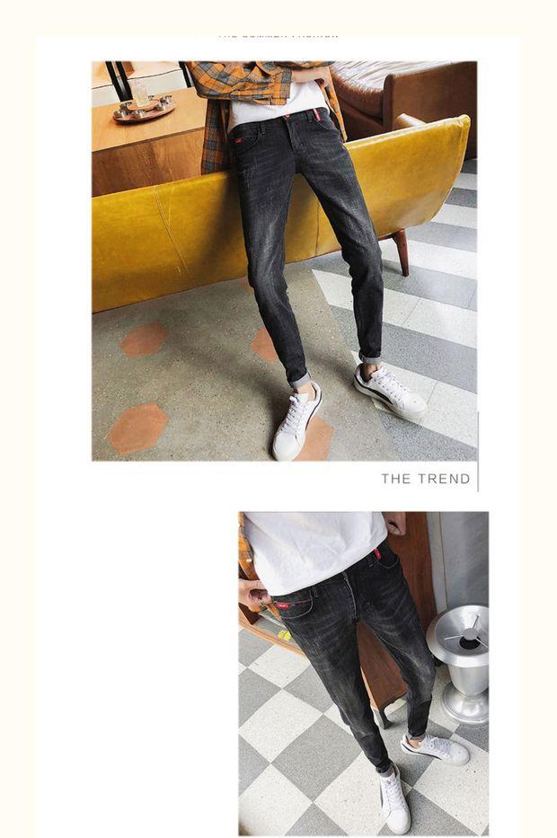 Quần jeans nam Phiên bản Hàn Quốc của xu hướng quần lửng ống rộng tự nhiên co giãn 9 chín quần quần học sinh nam - Quần jean quần jean nam ống rộng