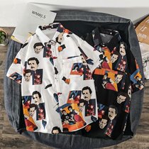 Yuppie Handsome Vintage Flowers Shirt Men Long Sleeves Jacket Spring Autumn Summer Day Ensemble Short Sleeve Lining Clothing and Inn Wind Clothes