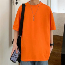 Tide card 100 lap half sleeve T-shirt male summer port Wind ins loose short sleeve trend Korean version pure color 50% sleeve undershirt