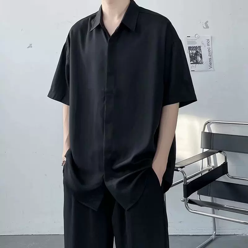 Autumn summer thin jacket, silk black shirt