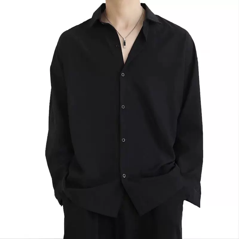 Autumn summer thin jacket, silk black shirt