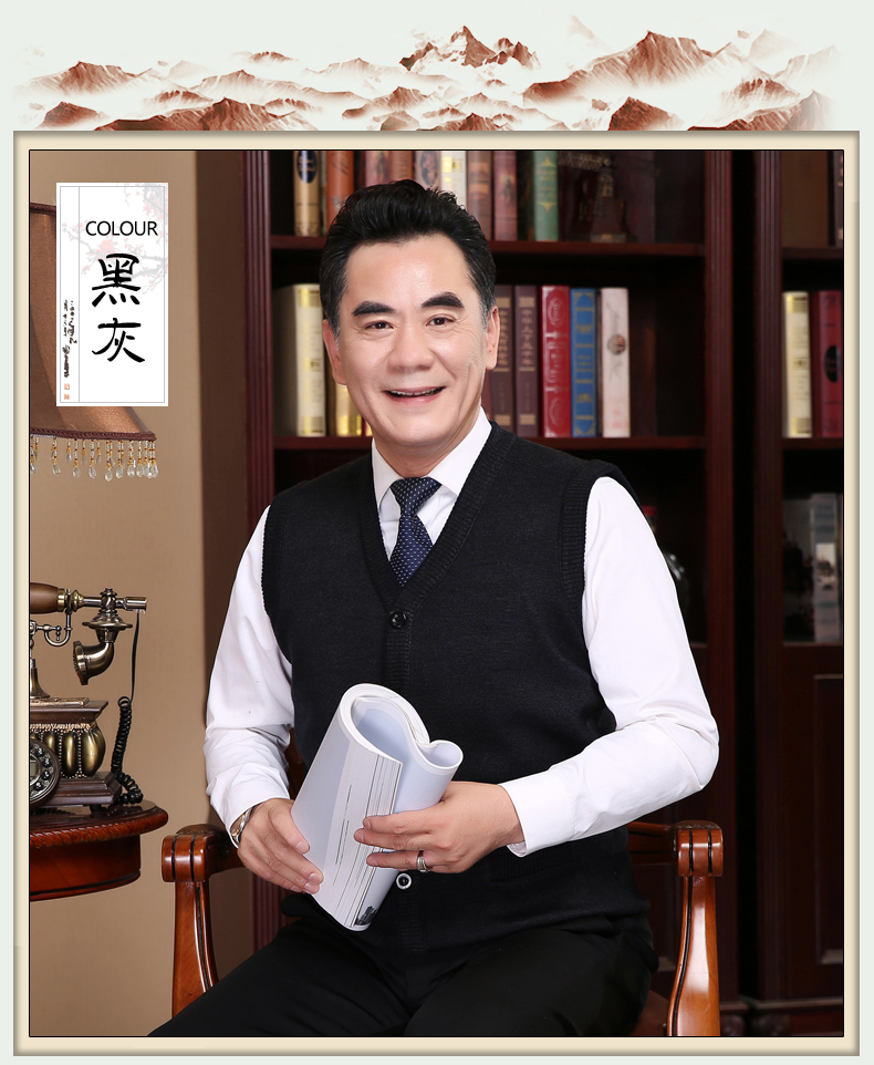 Áo len trung niên mùa đông áo len nam trung niên cha mặc áo len không tay ấm áo len vest áo cardigan nam