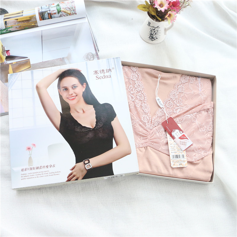 Đẹp và đẹp, áo lót ren ngắn tay, corset Lycra cao cấp, áo sơ mi nhựa bó sát bụng đồ lót phụ nữ