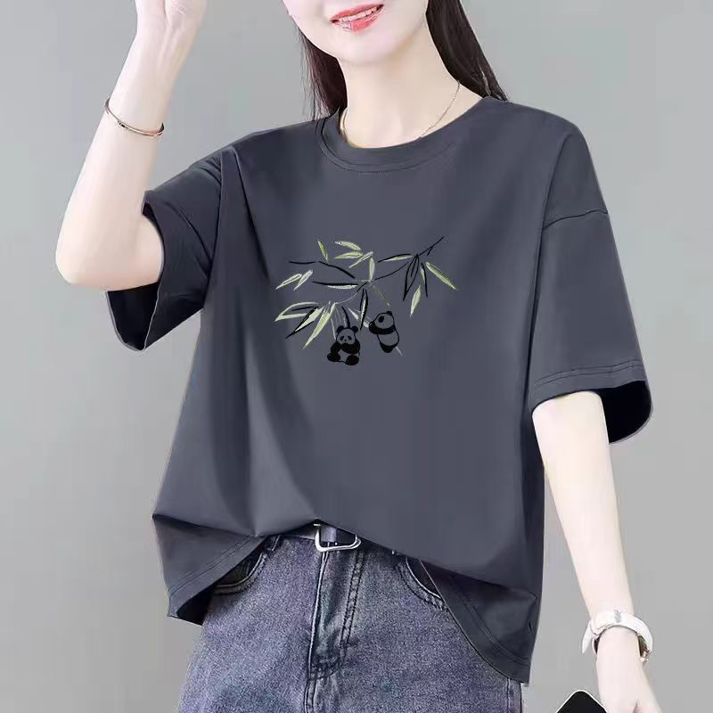2025 Summer New Pure Cotton Fashionable Short-Sleeved T-Shirt for Women, Summer Clothing for Export, Slimming and Flattering Top 2025 Summer New Pure Cotton Fashionable Short-Sleeved T-Shirt for Women, Summer Clothing for Export, Slimming and Flattering Top
