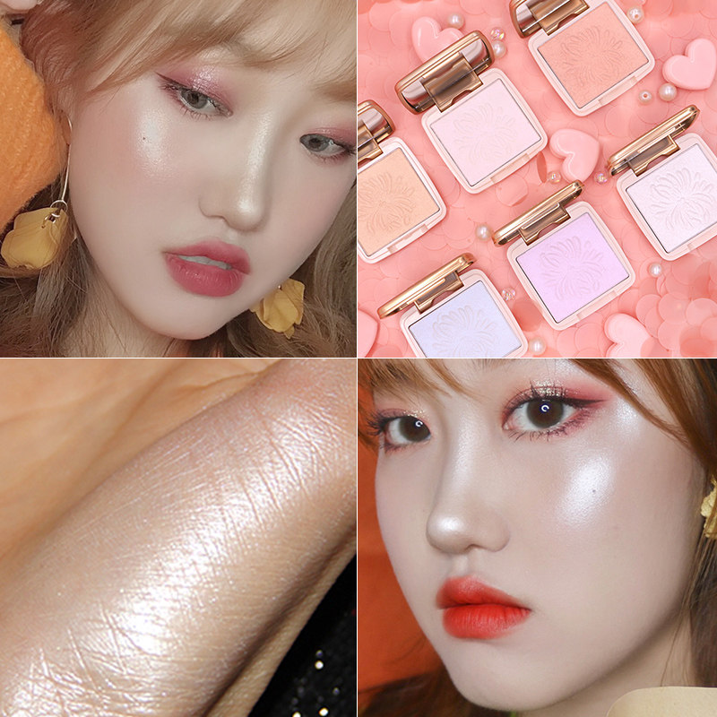 NOVO fairy repair high-gloss blush one-piece plate Female student face brightening pearl glitter thin face net red powder cake