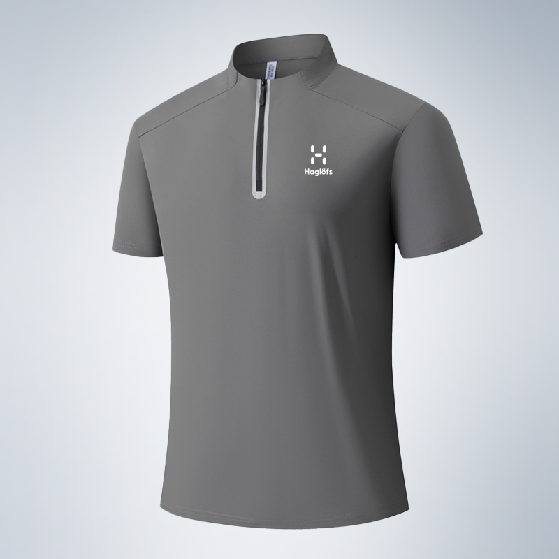 Haglofs Summer Men's Outdoor Half-Zip Quick-Drying Stand-Up Collar T-Shirt Men's Short-Sleeved Sports Breathable Fitness Top Haglofs Summer Men's Outdoor Half-Zip Quick-Drying Stand-Up Collar T-Shirt Men's Short-Sleeved Sports Breathable Fitness Top