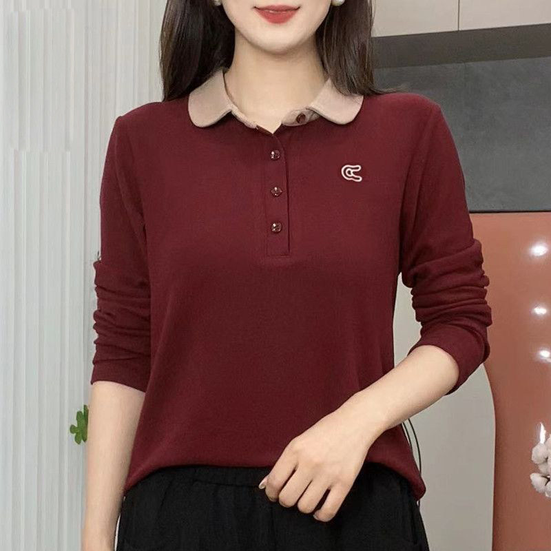 中老年时尚女装洋气冬季百搭保暖加绒t恤衫长袖妈妈打底衫上衣服