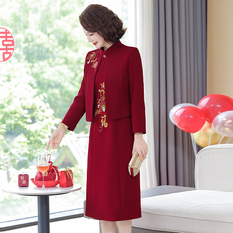 Mother's Wedding Banquet Outfit, Spring and Autumn Two-Piece Suit, Dress, New Style Wedding Jacket, Mother-In-Law's Wedding Dress, Elegant Women's Clothing