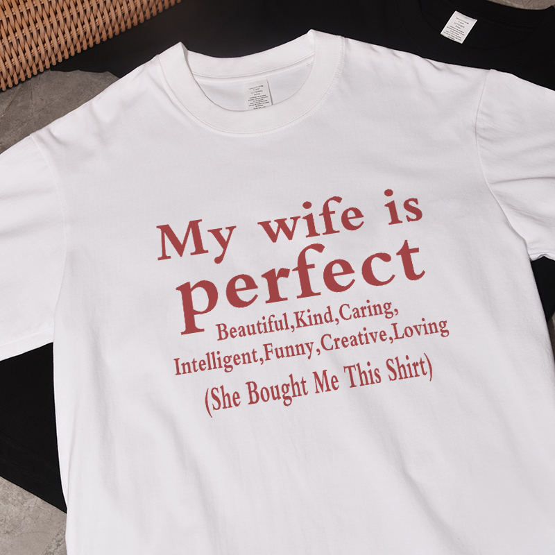My Wife Husband Summer New Style ins Short-Sleeved T-Shirt, Loose and Casual, Pure Cotton, Versatile for Men and Women, Couples