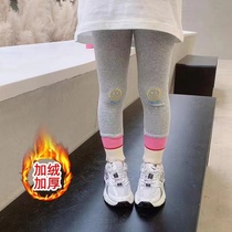 Girls fleece pants 2020 new style foreign style autumn and winter childrens cotton pants thickened lamb velvet warm pants for outerwear