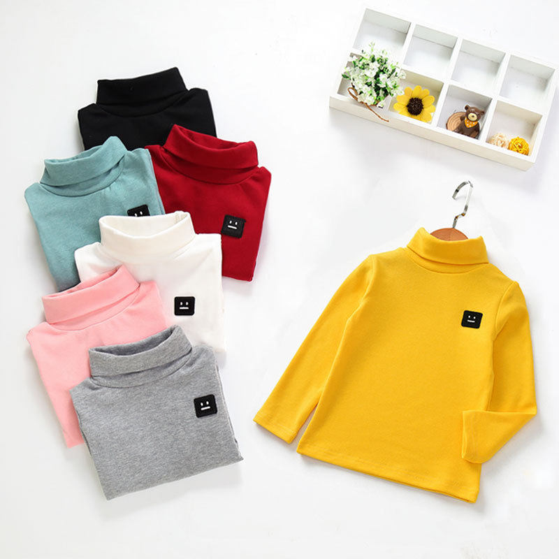 2020 new boys and girls fleece thickening autumn and winter bottoming shirts children's long-sleeved T-shirts children's turtleneck tops