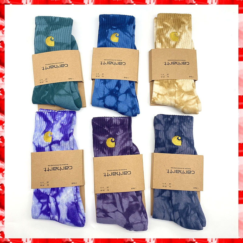 carhartt khart towel bottom tie-dyed socks tooling day tide gold standard embroidered long tube sports socks men and women