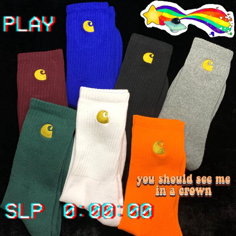 WAZI SHOP Carhartt new socks retro skateboard socks gold label embroidery mid-length sports socks for men and women